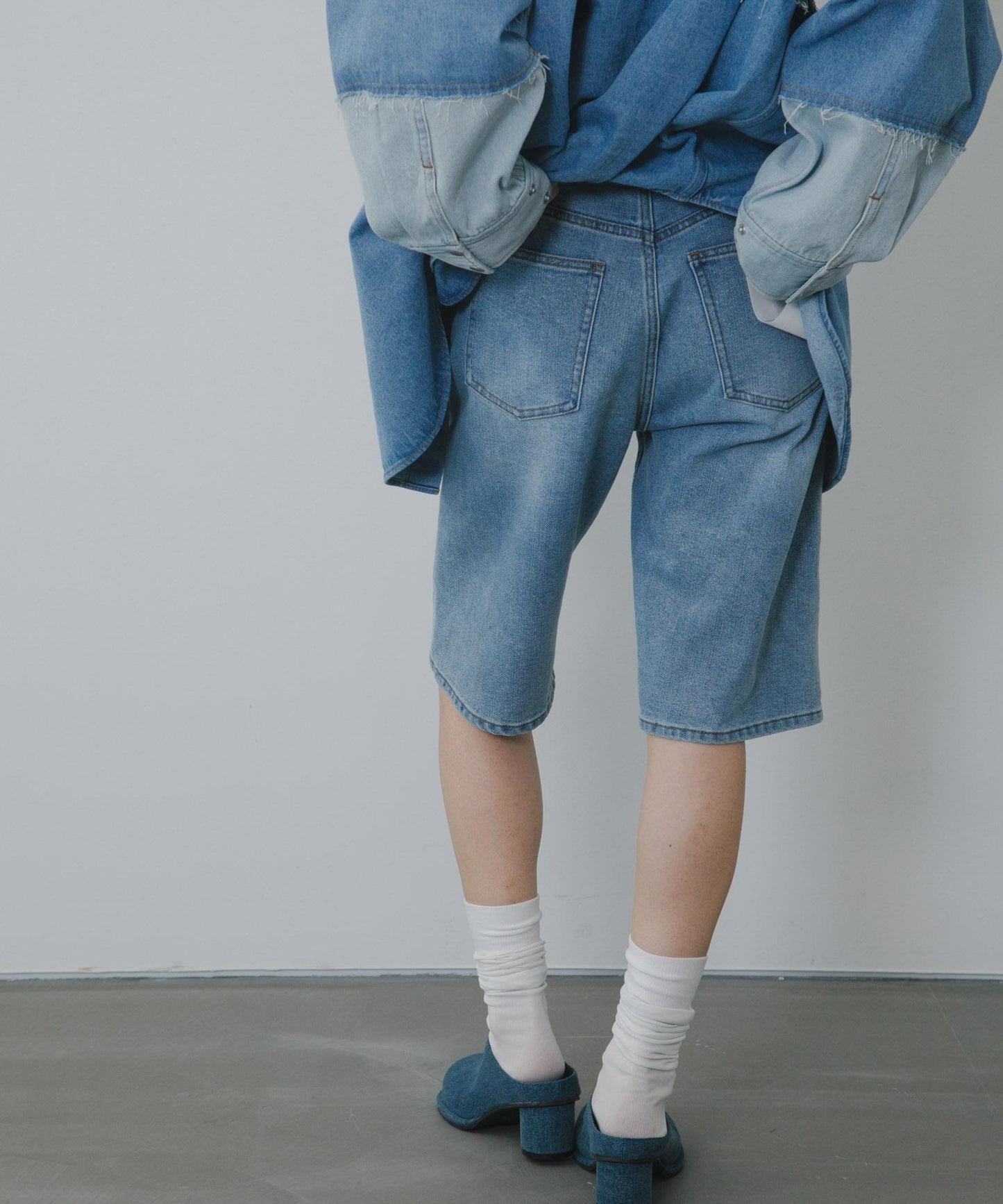 2尺碼可選修身五分牛仔褲