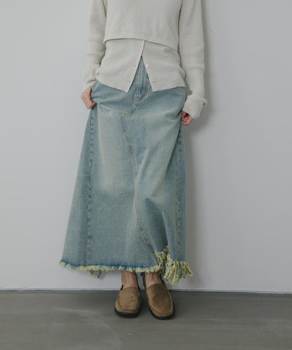 不對稱流蘇牛仔裙
