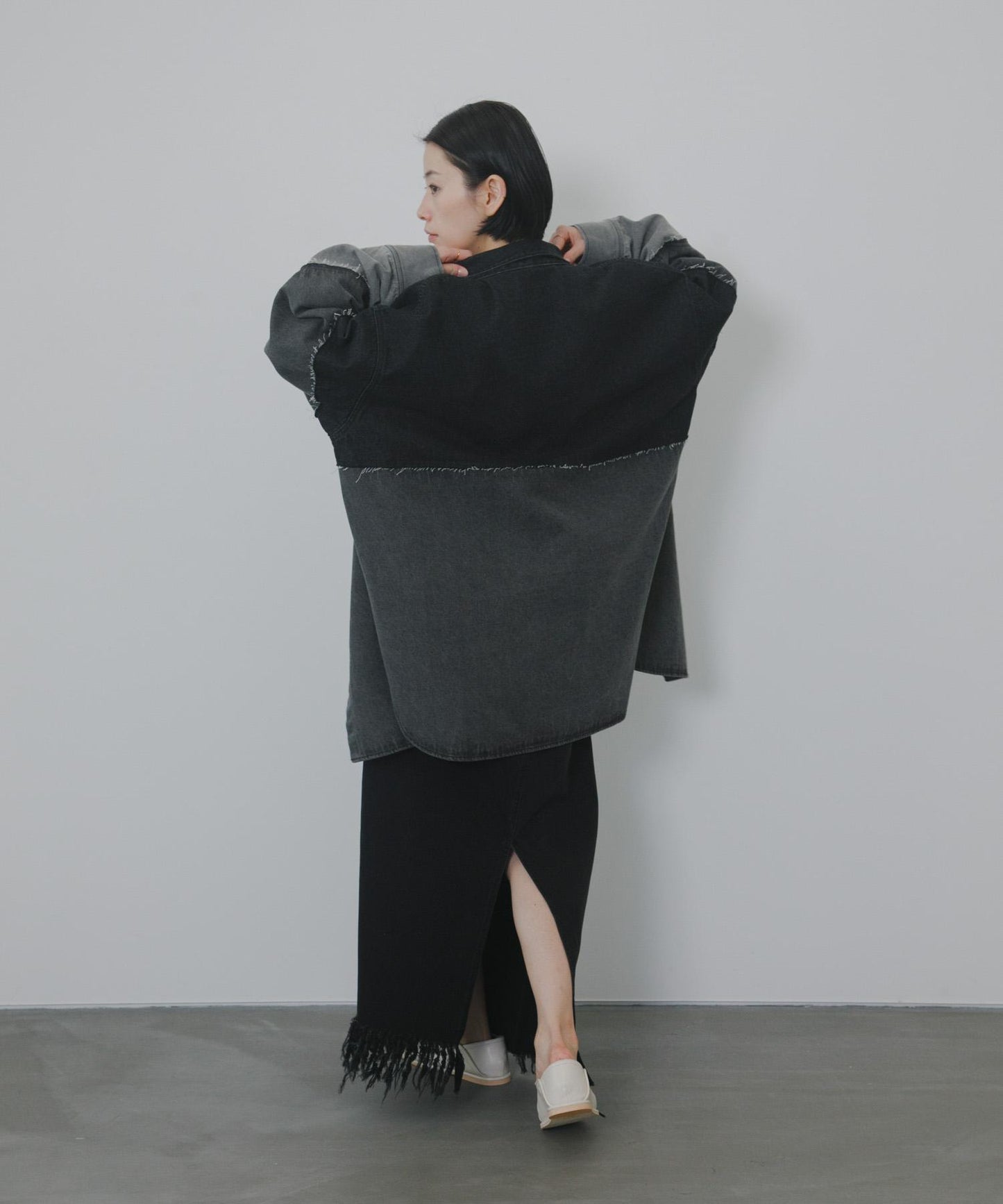 不對稱流蘇牛仔裙