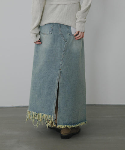 不對稱流蘇牛仔裙