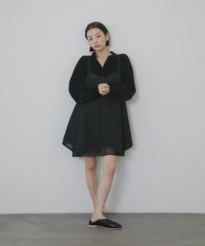 網紗拼接牛仔吊帶連衣裙