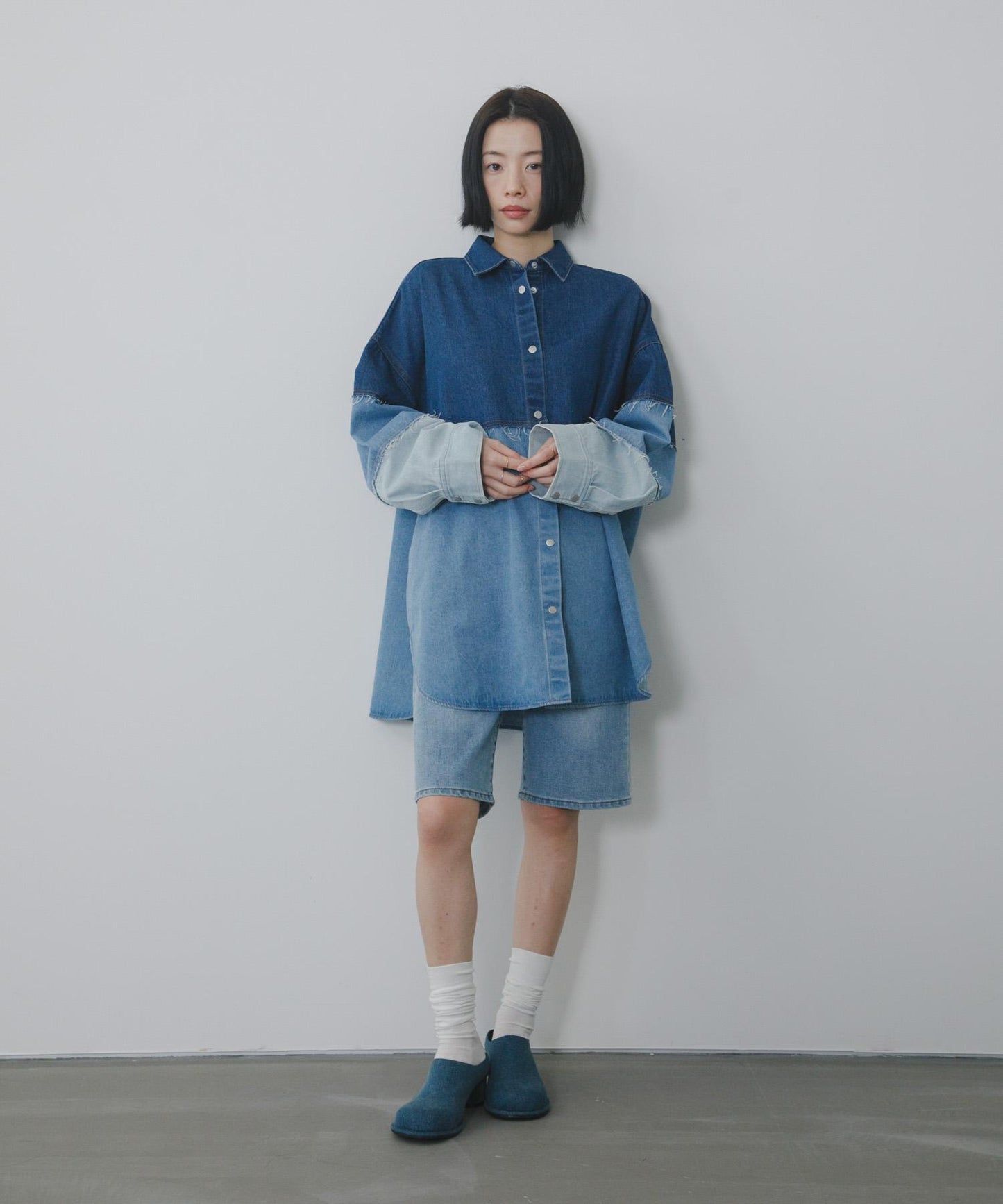 2尺碼可選修身五分牛仔褲