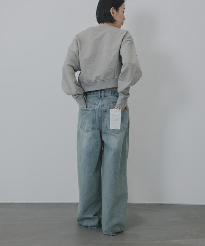 「3尺碼可選」褶皺紐扣牛仔褲