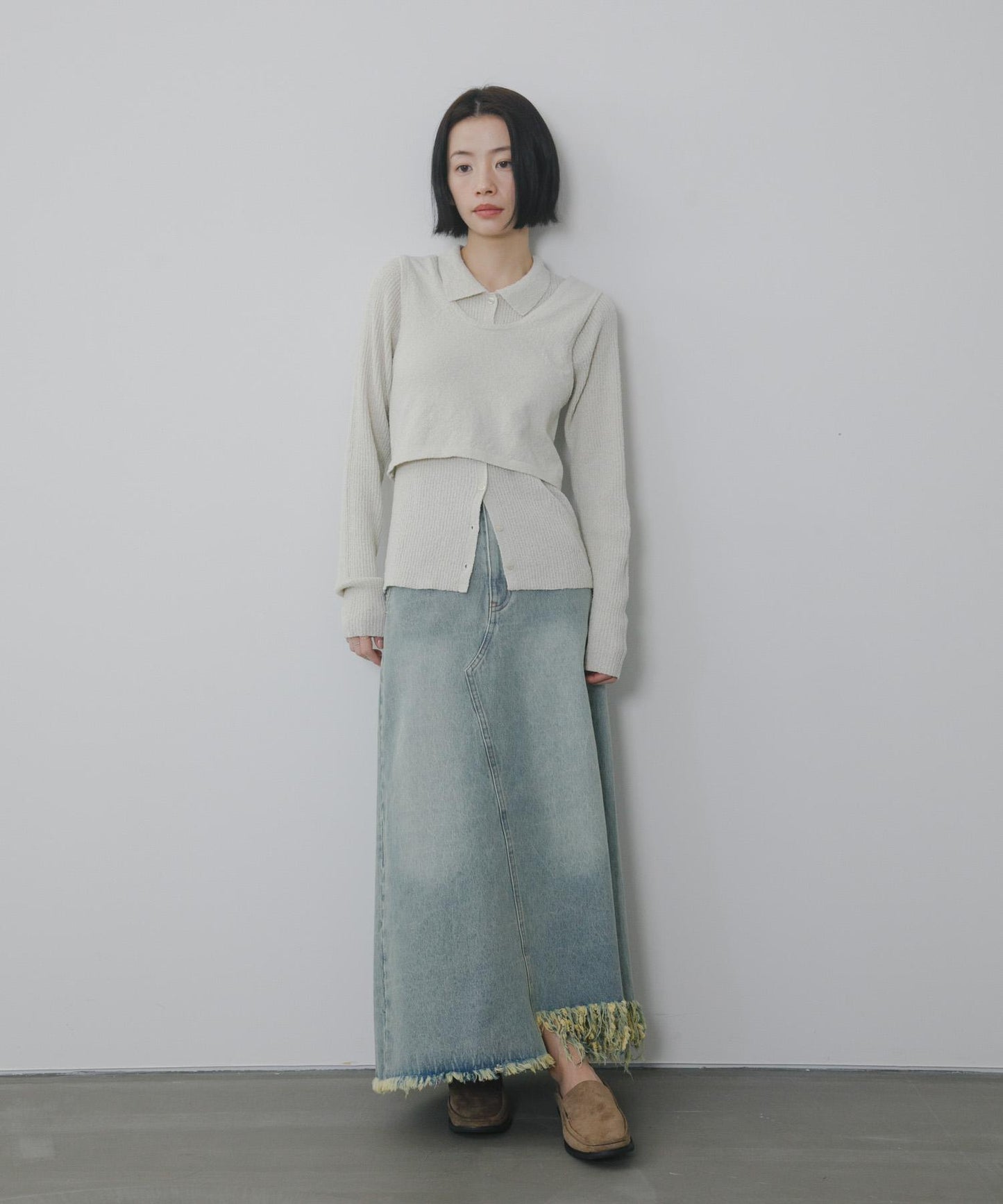 不對稱流蘇牛仔裙