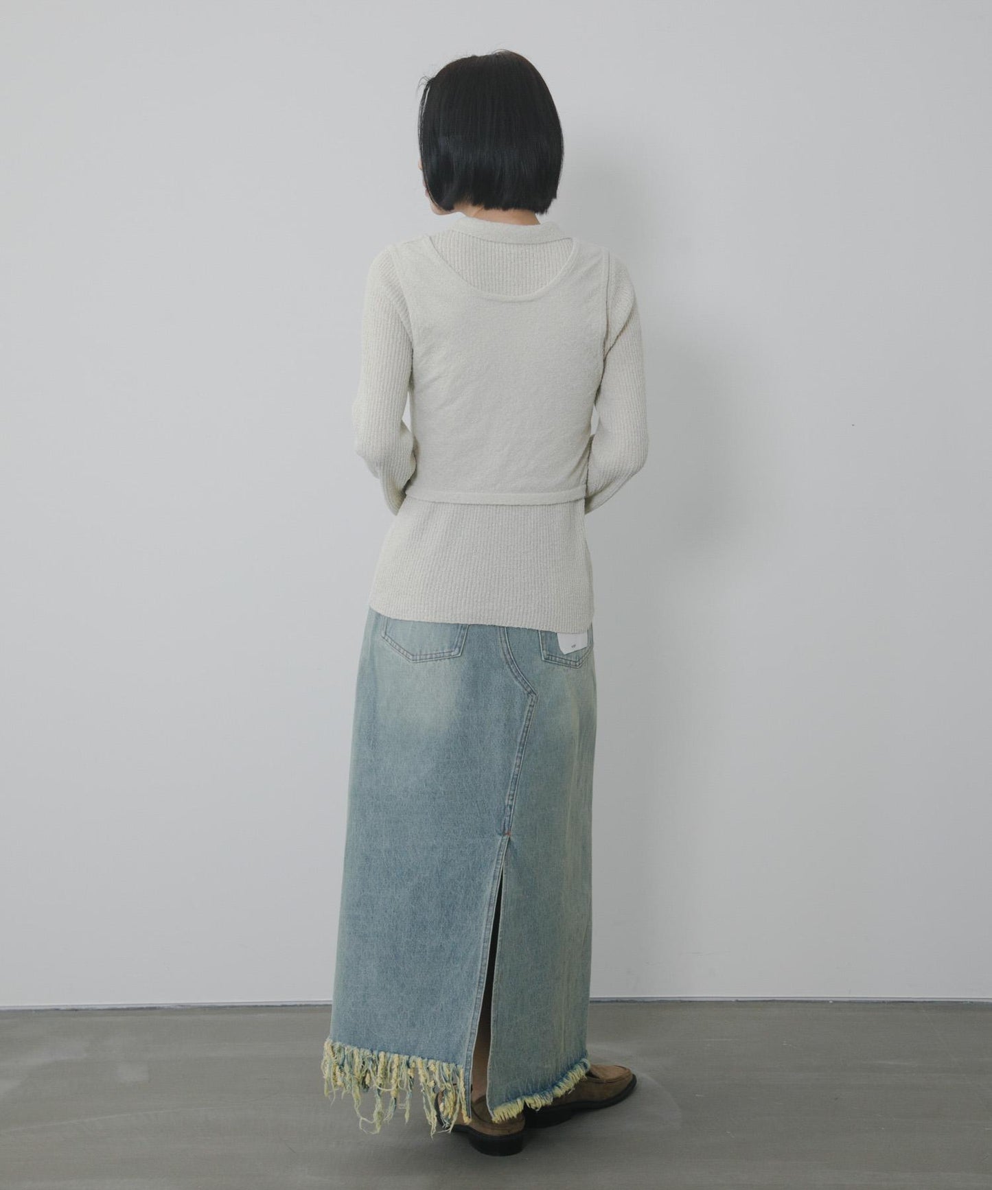 不對稱流蘇牛仔裙