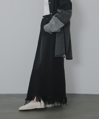 不對稱流蘇牛仔裙