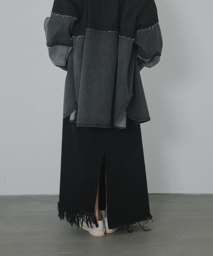 不對稱流蘇牛仔裙