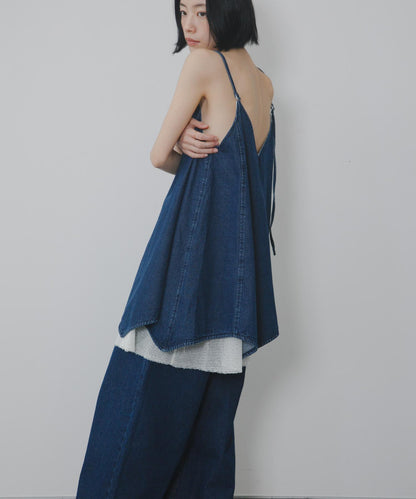 網紗拼接牛仔吊帶連衣裙
