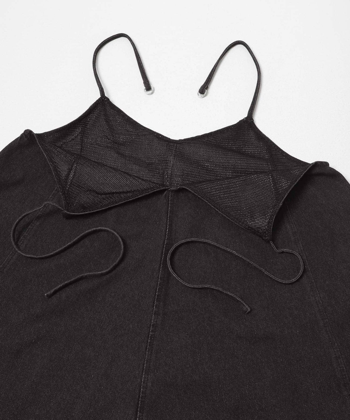 網紗拼接牛仔吊帶連衣裙