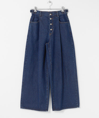 「3尺碼可選」褶皺紐扣牛仔褲