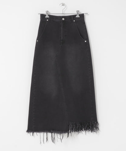 不對稱流蘇牛仔裙