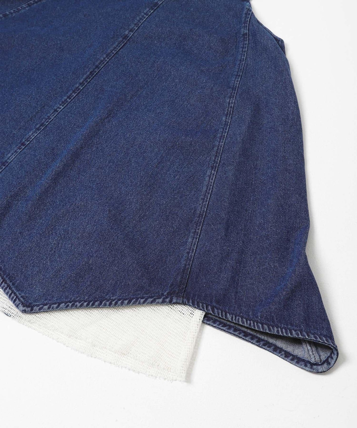 網紗拼接牛仔吊帶連衣裙