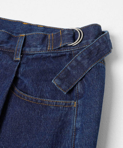 「3尺碼可選」褶皺紐扣牛仔褲