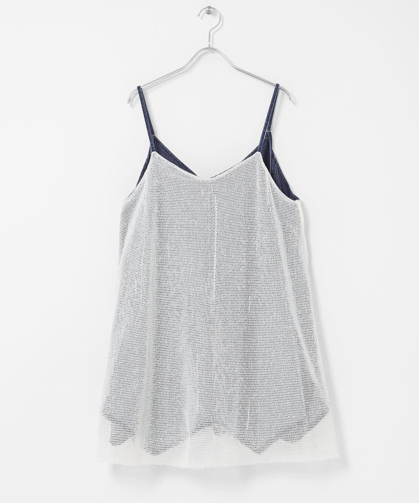 網紗拼接牛仔吊帶連衣裙