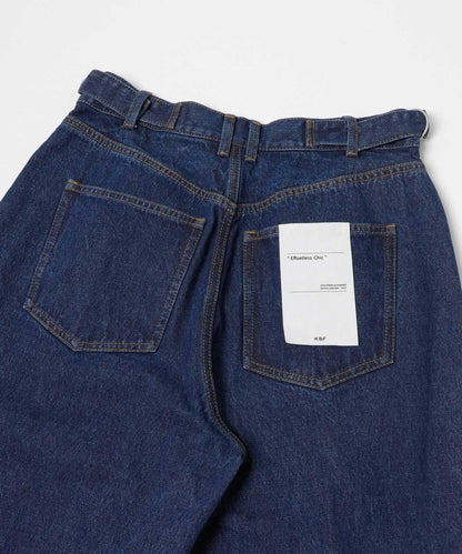 「3尺碼可選」褶皺紐扣牛仔褲