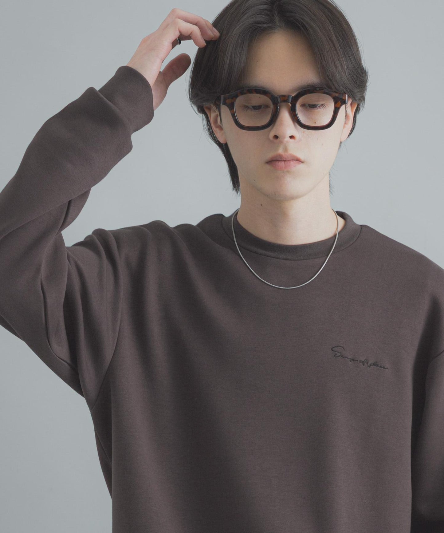 部分色 刺繡加厚長袖T恤