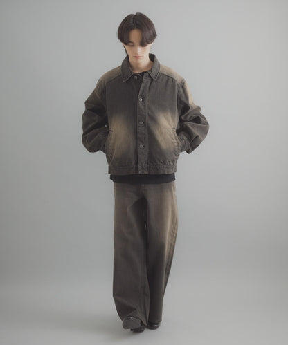 復古風牛仔寬腿褲