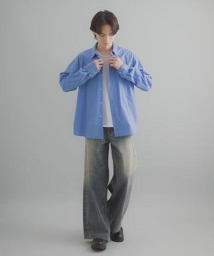 復古風牛仔寬腿褲