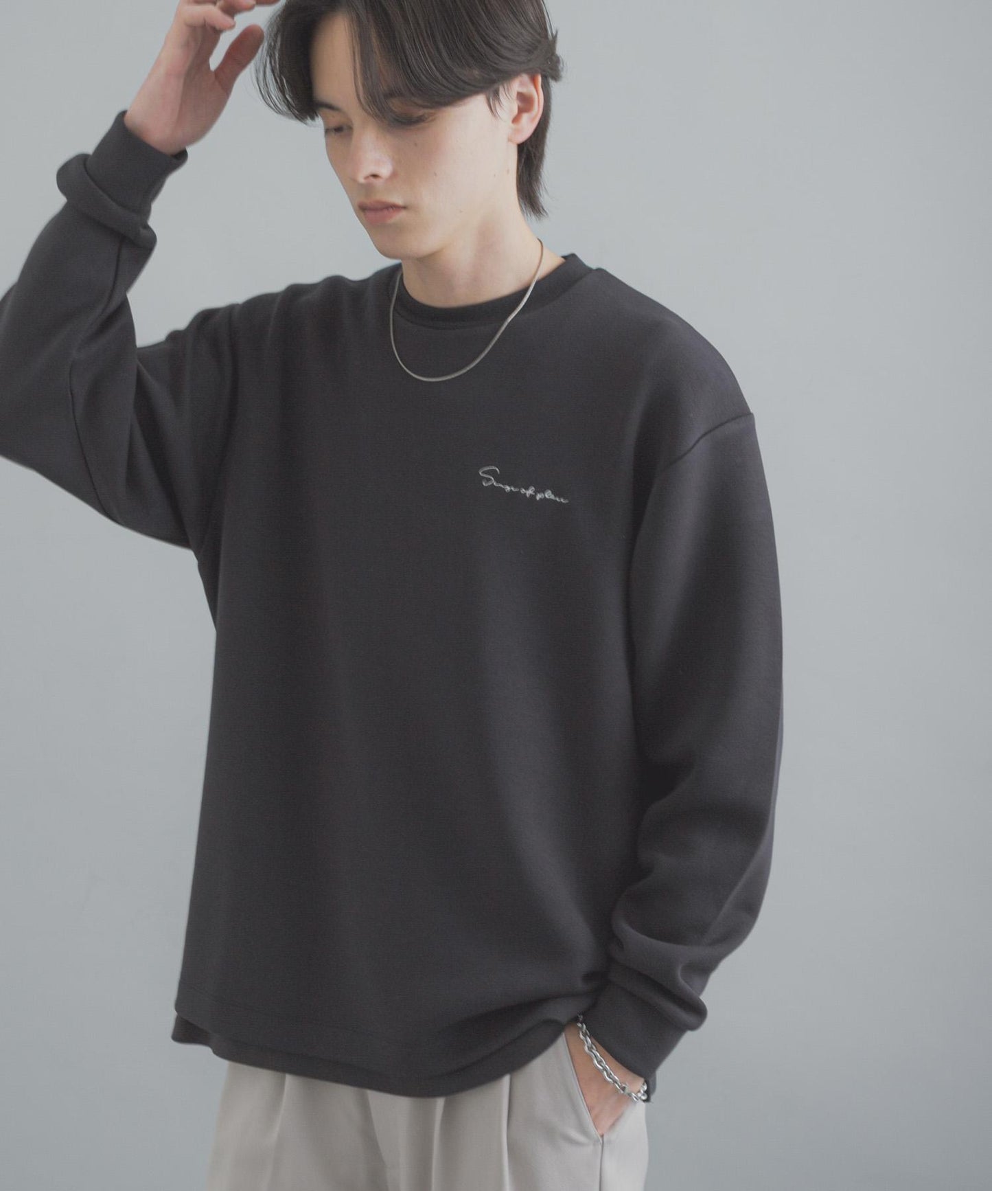 部分色 刺繡加厚長袖T恤