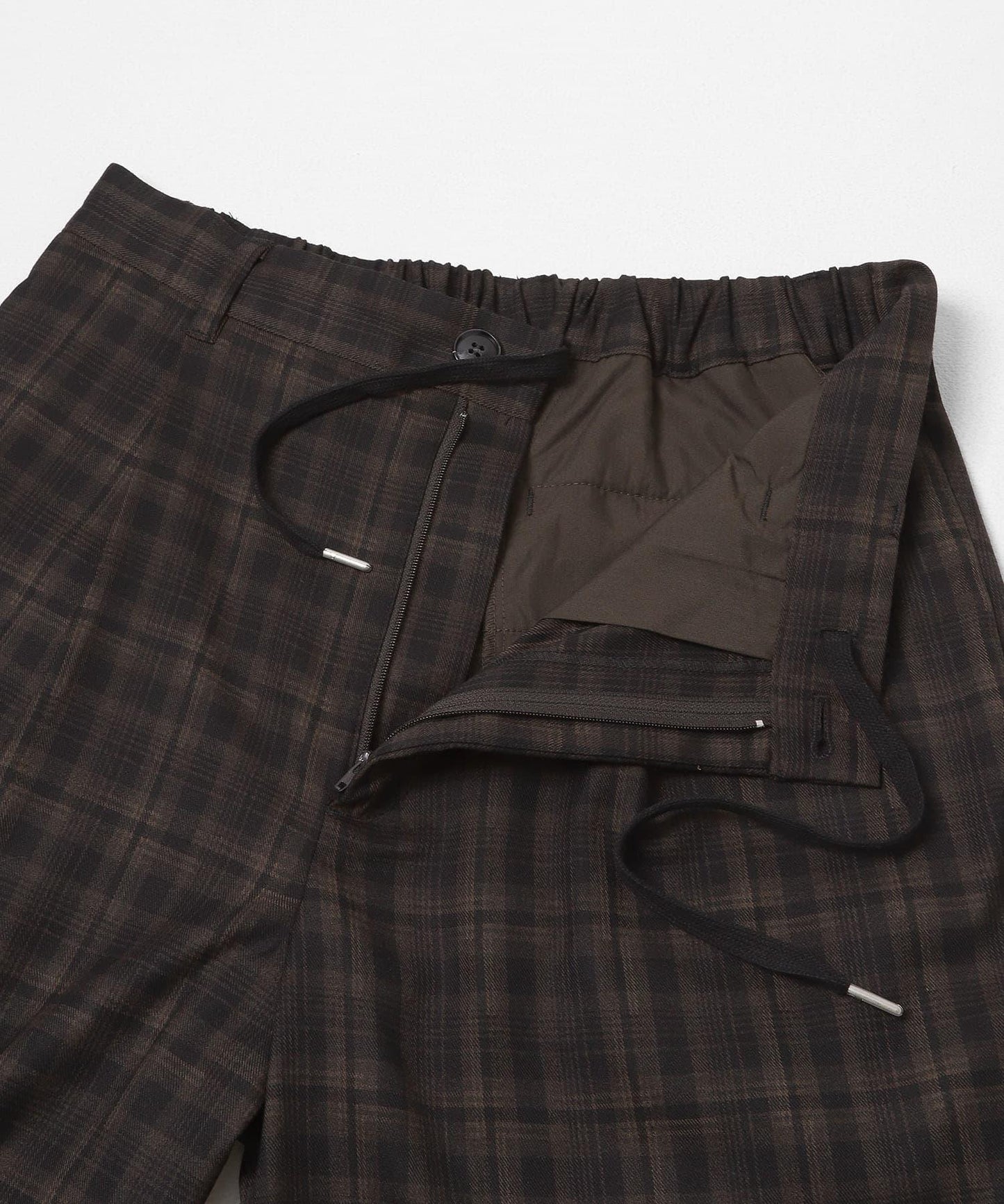 格紋桶形寬腿褲