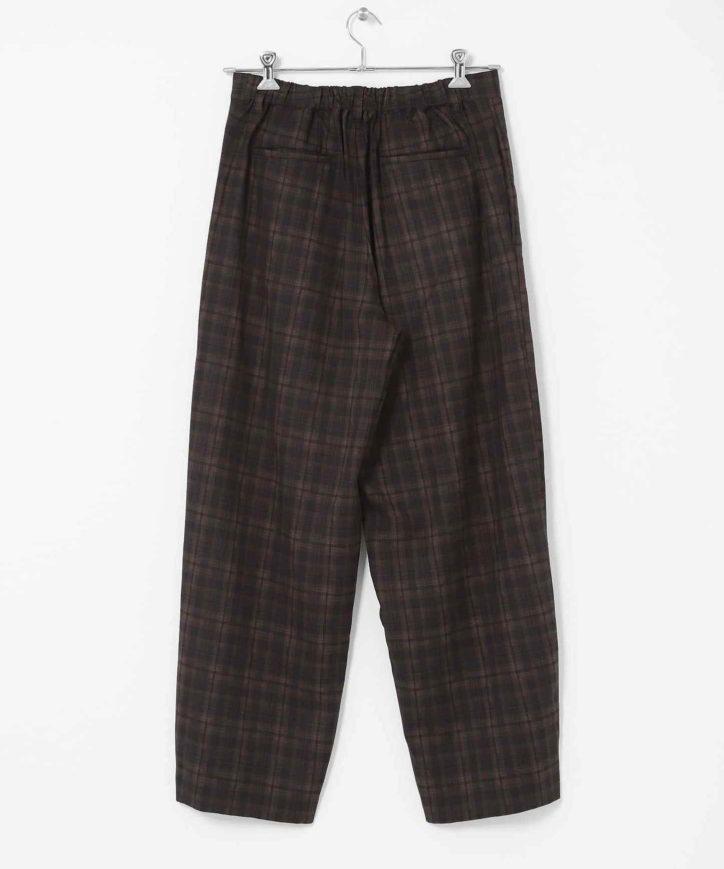 格紋桶形寬腿褲