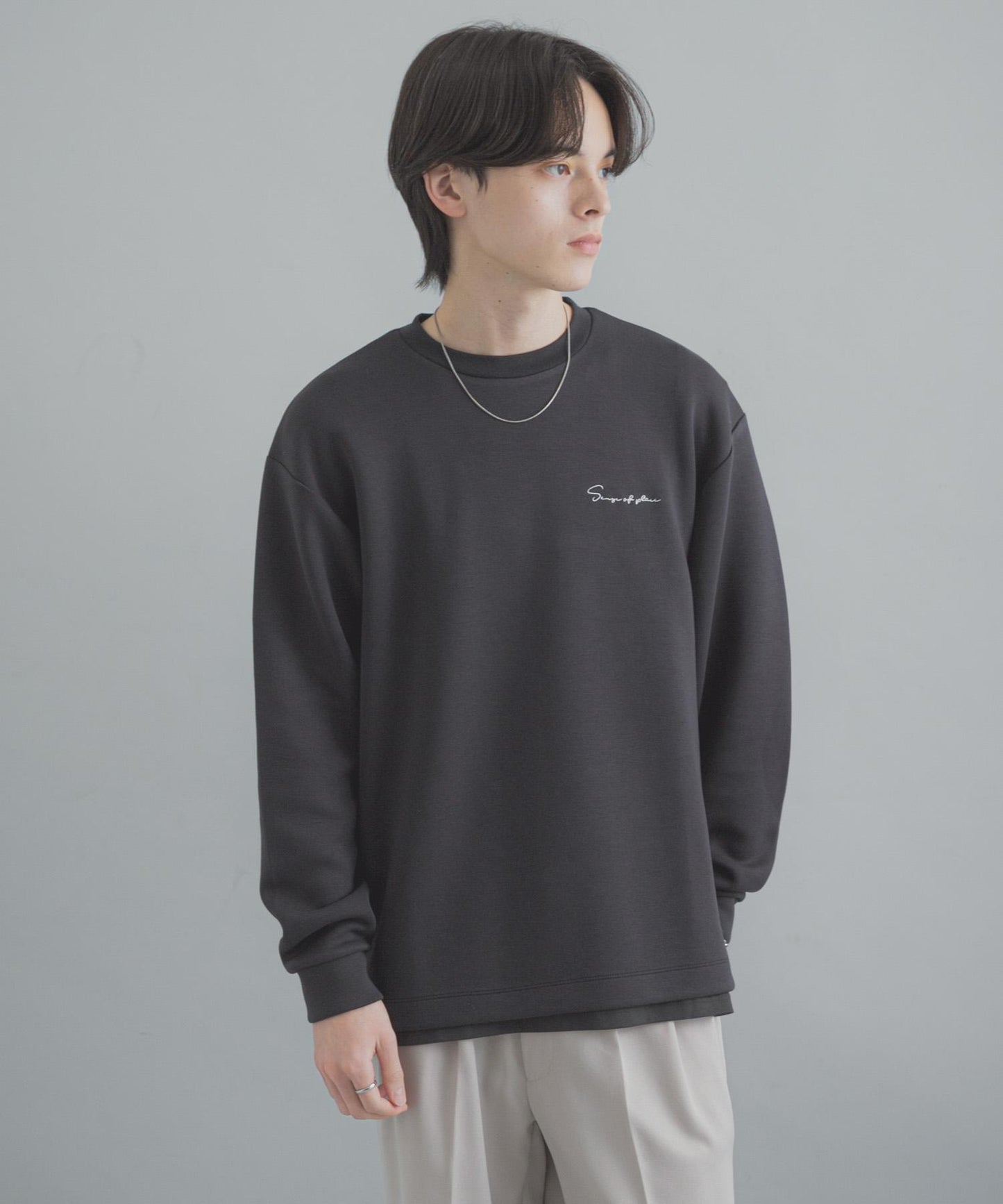 部分色 刺繡加厚長袖T恤