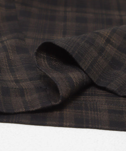 格紋桶形寬腿褲