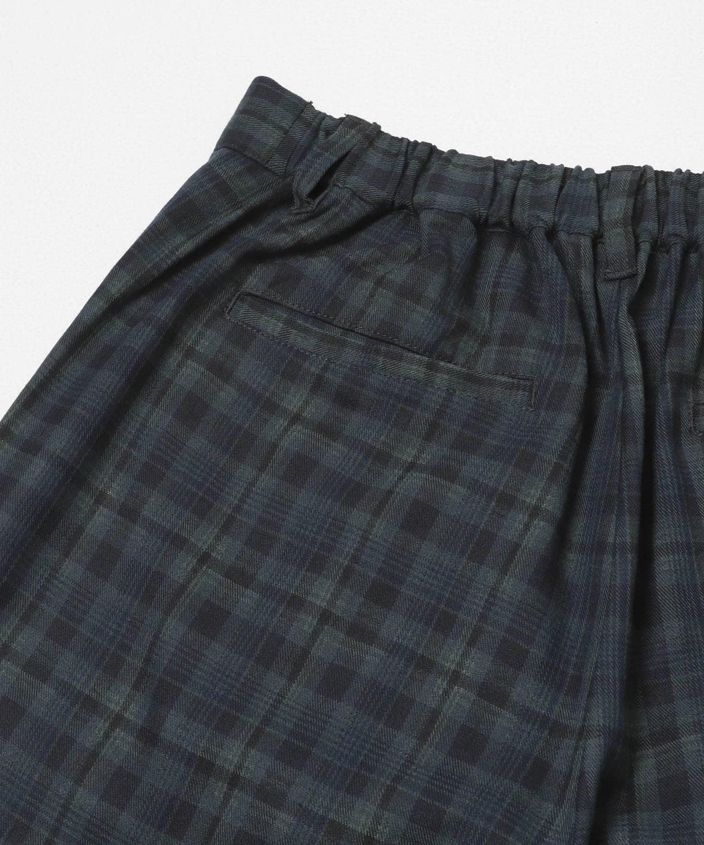 格紋桶形寬腿褲