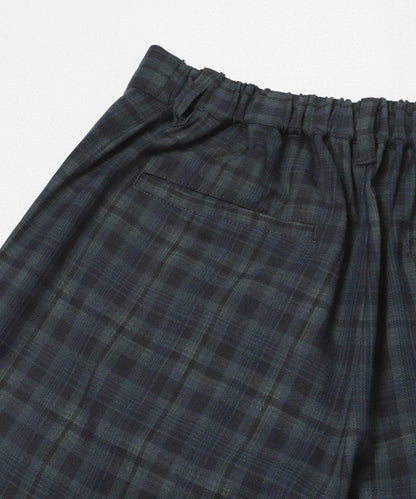 格紋桶形寬腿褲