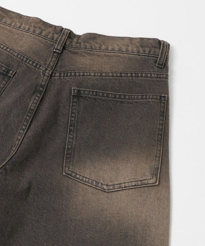 復古風牛仔寬腿褲