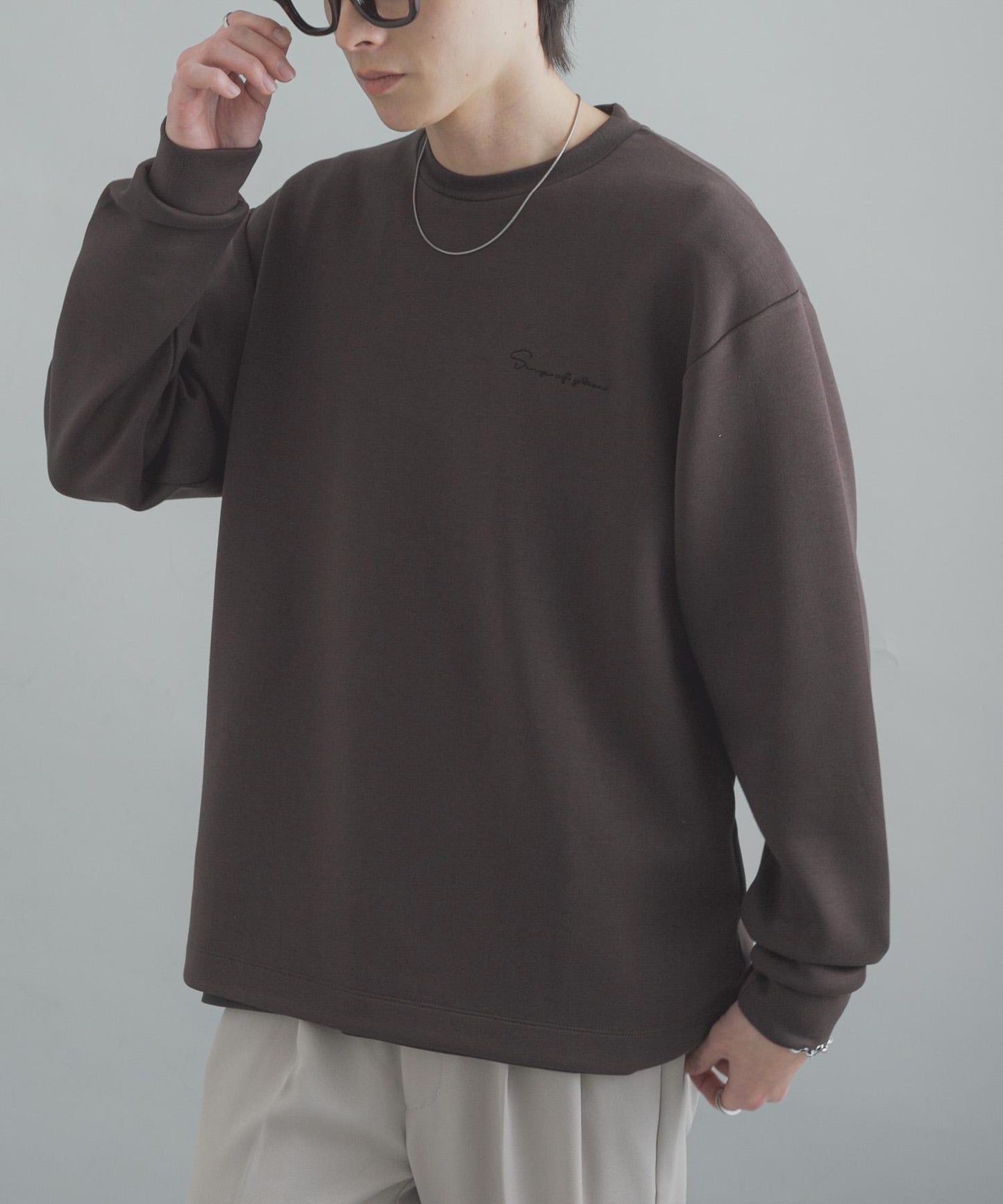 部分色 刺繡加厚長袖T恤