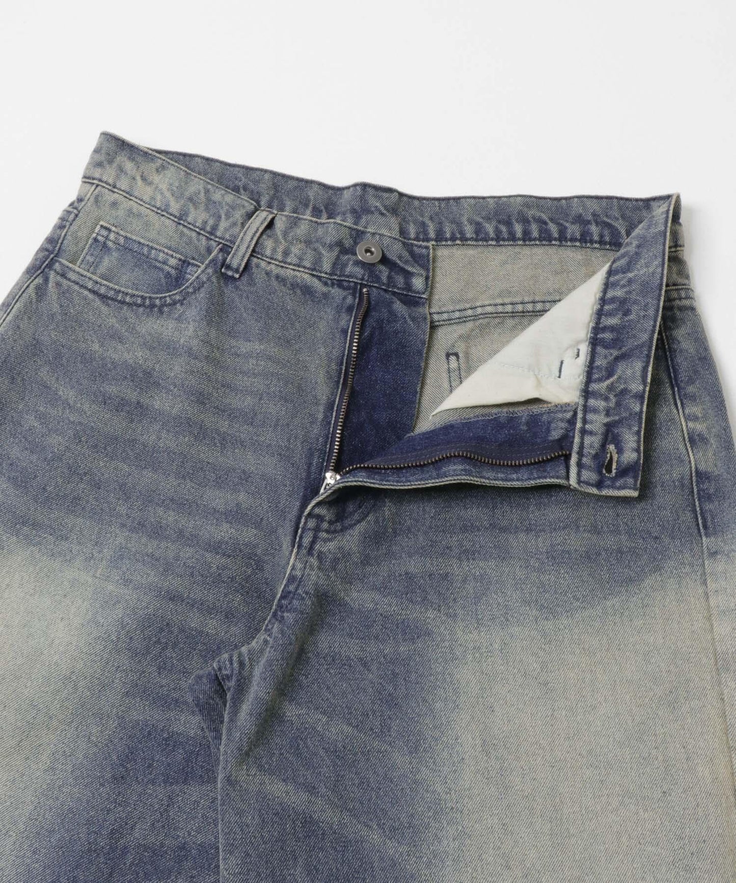 復古風牛仔寬腿褲