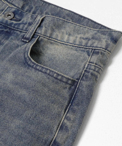 復古風牛仔寬腿褲