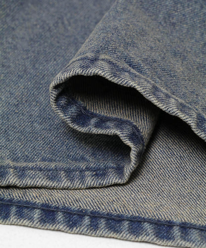 復古風牛仔寬腿褲