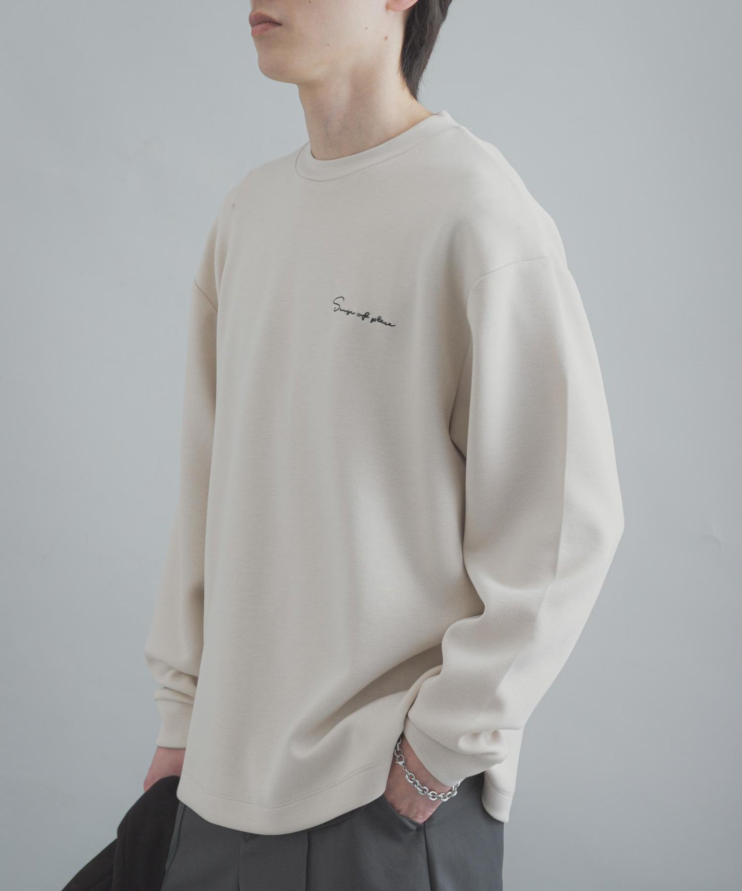 部分色 刺繡加厚長袖T恤