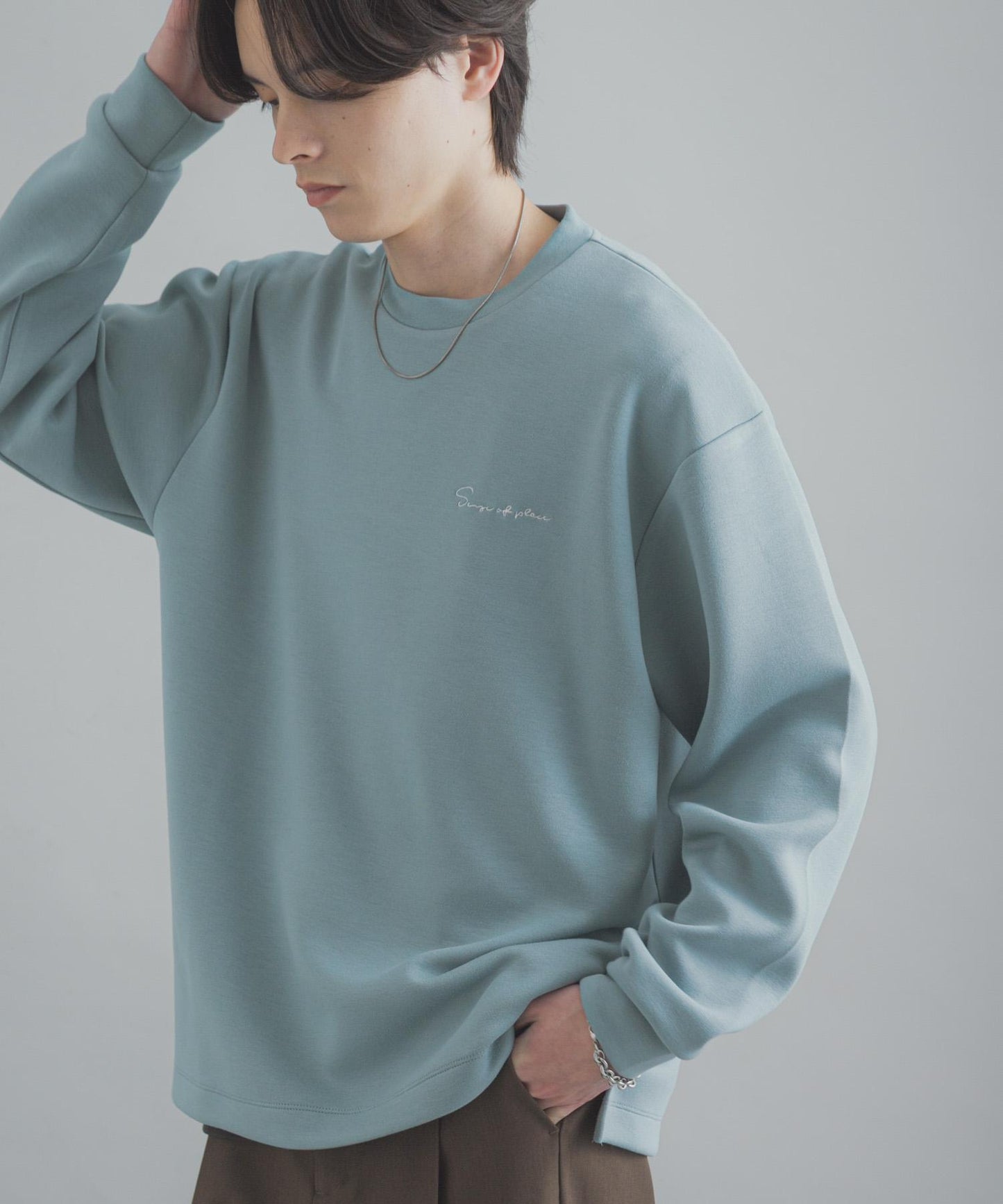 部分色 刺繡加厚長袖T恤