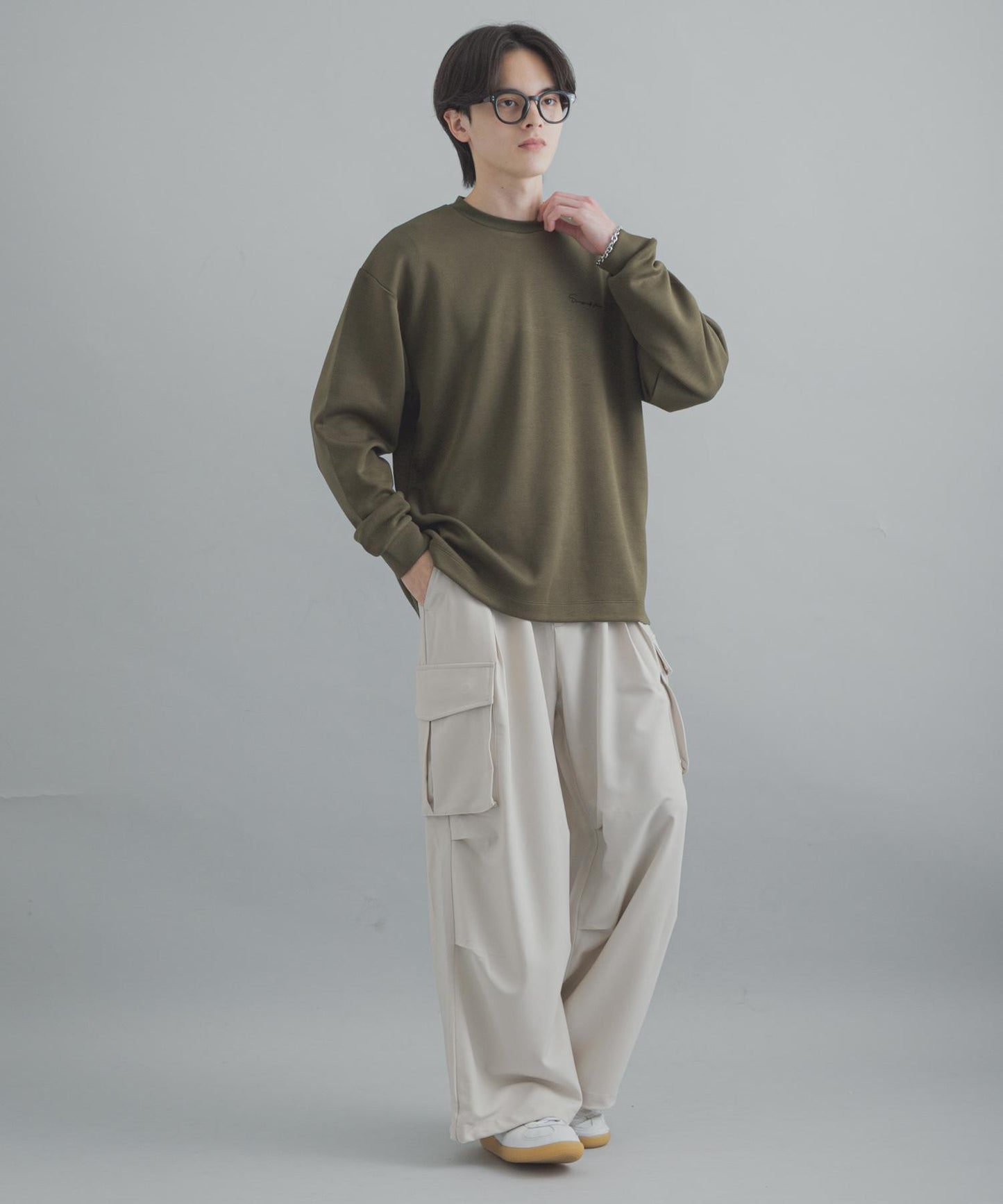 部分色 刺繡加厚長袖T恤