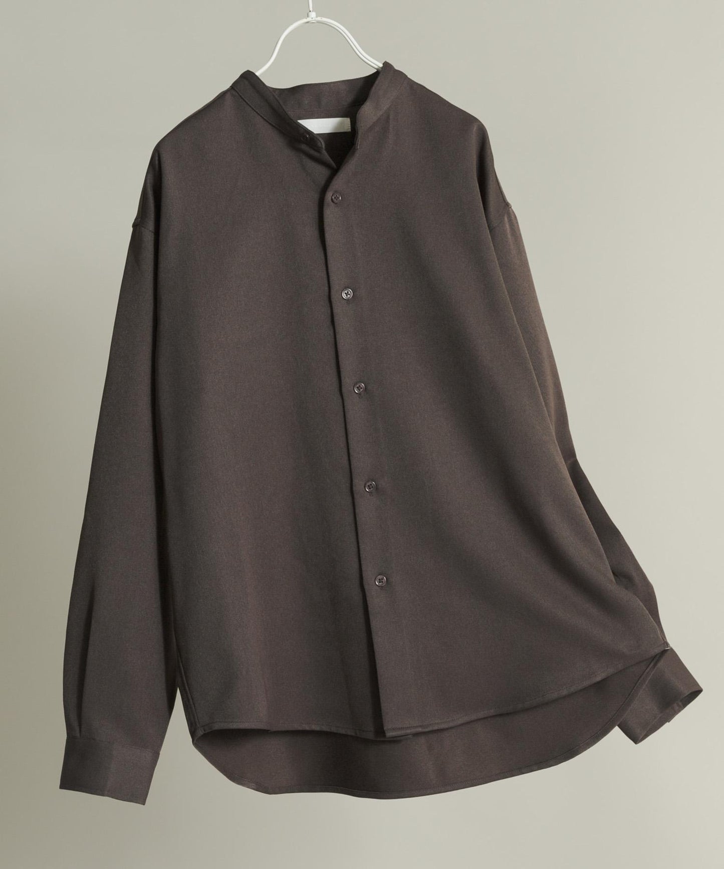 羊毛感立領寬鬆襯衫