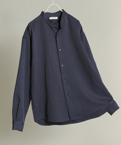 羊毛感立領寬鬆襯衫