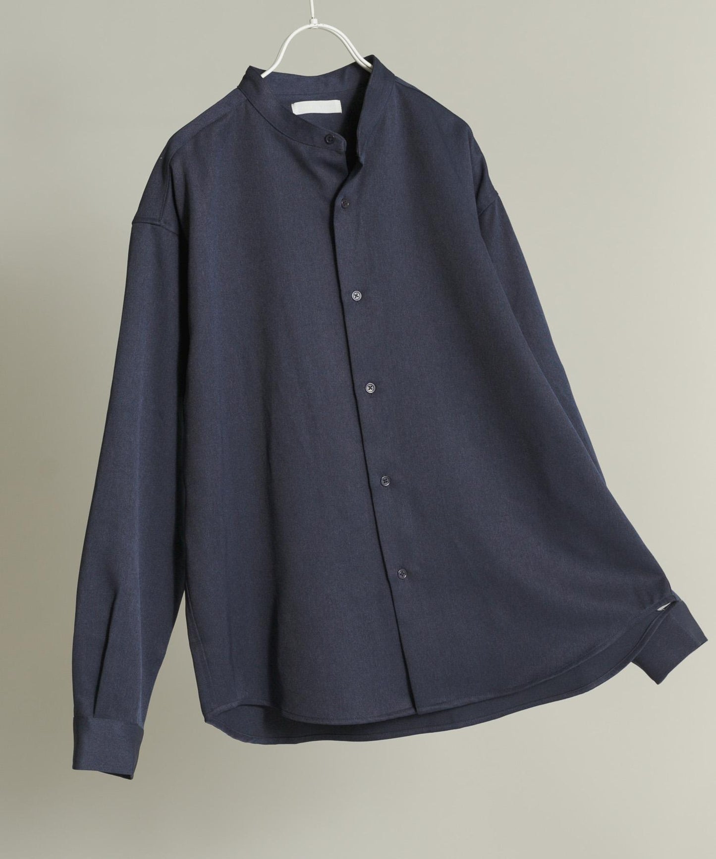 羊毛感立領寬鬆襯衫