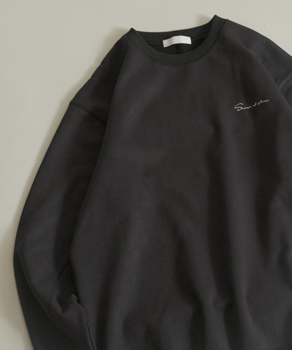 刺繡仿麂皮圓領衛衣