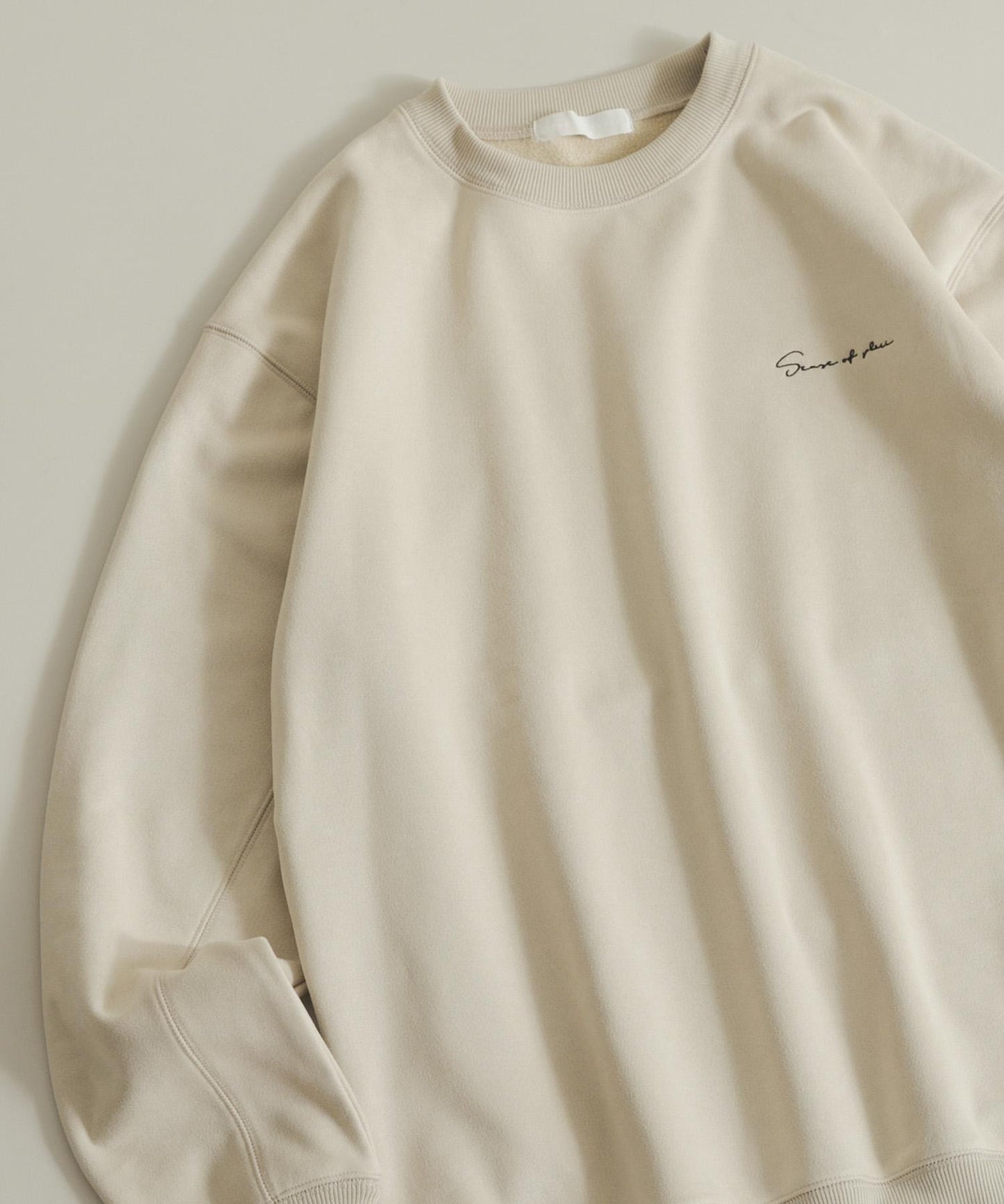 刺繡仿麂皮圓領衛衣