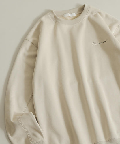 刺繡仿麂皮圓領衛衣