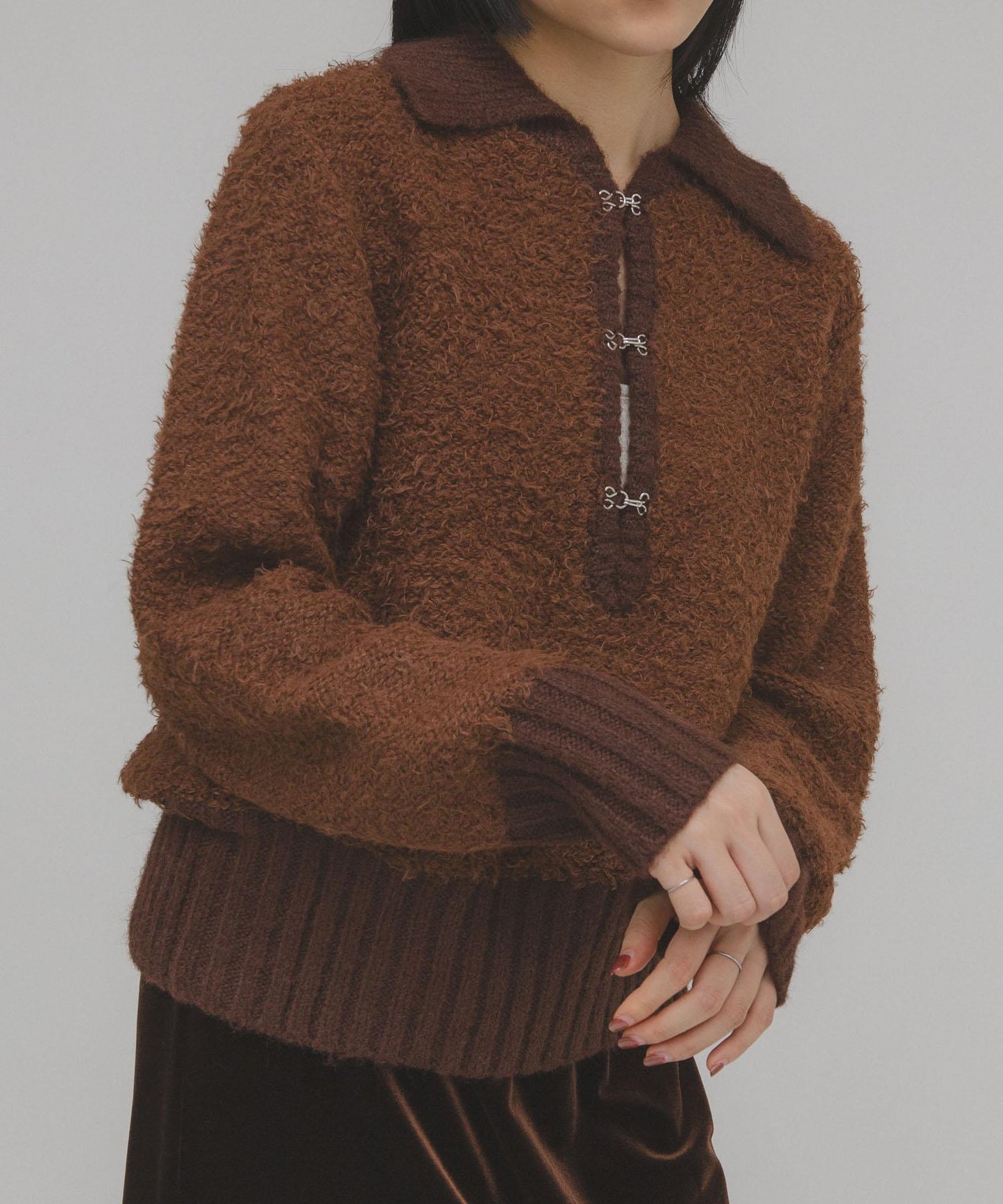 前扣泰迪熊針織衫