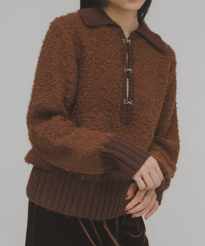 前扣泰迪熊針織衫