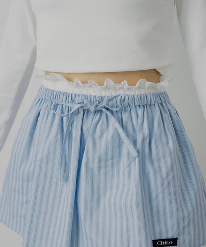 可成套搭配 蕾絲疊搭 傘擺 迷你半身裙