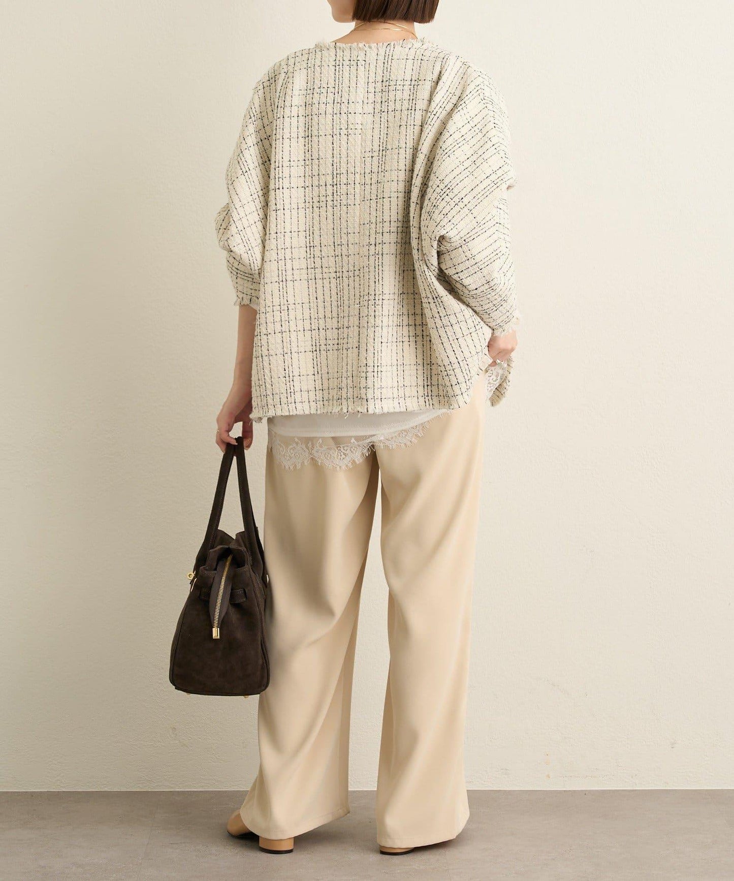 無領粗花呢夾克