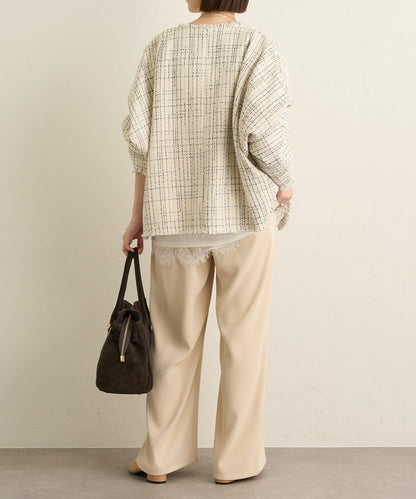 無領粗花呢夾克