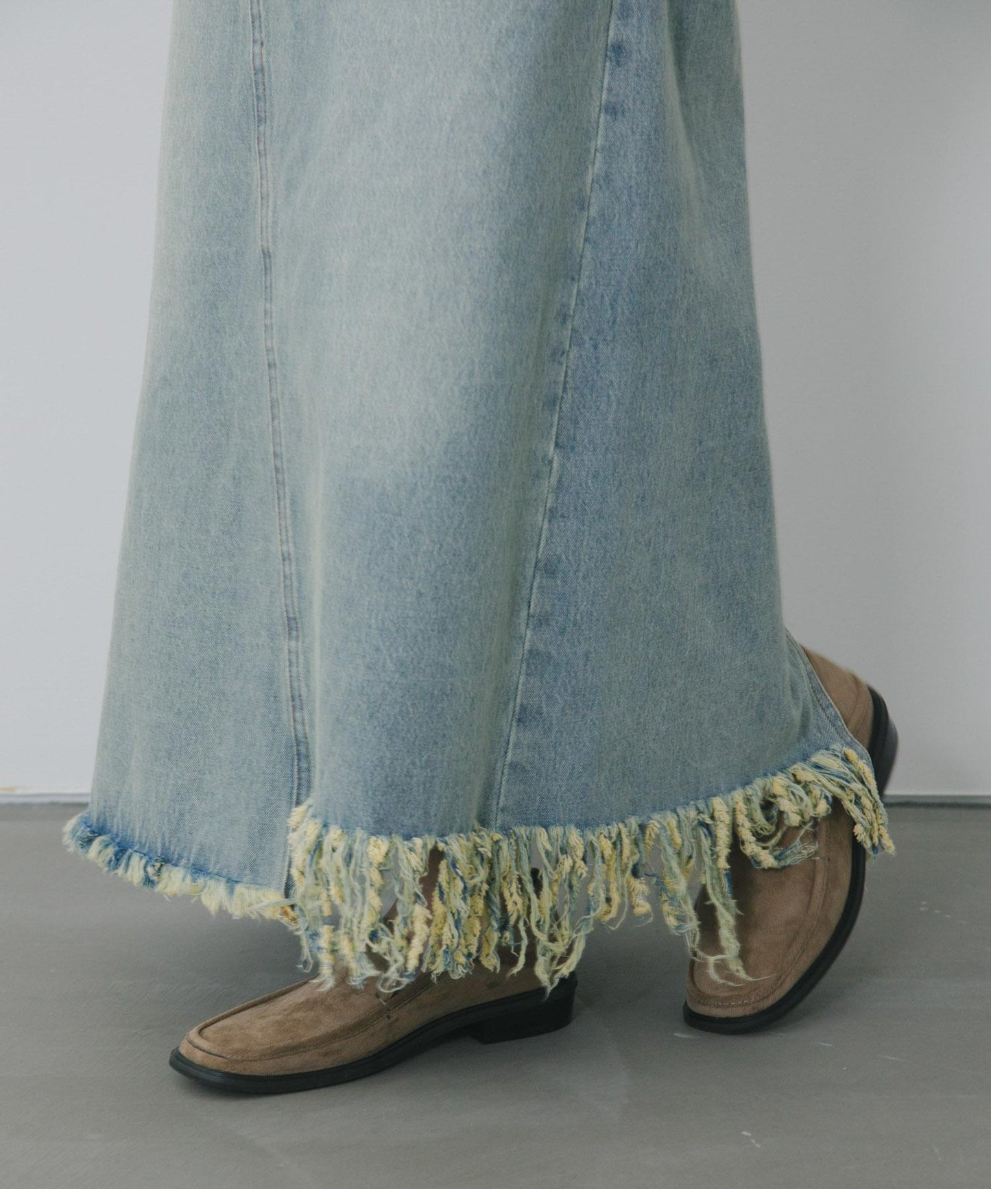 不對稱流蘇牛仔裙