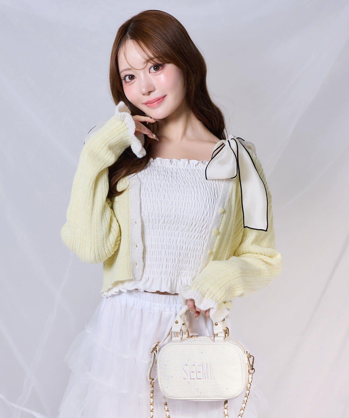 拼色袖針織開衫